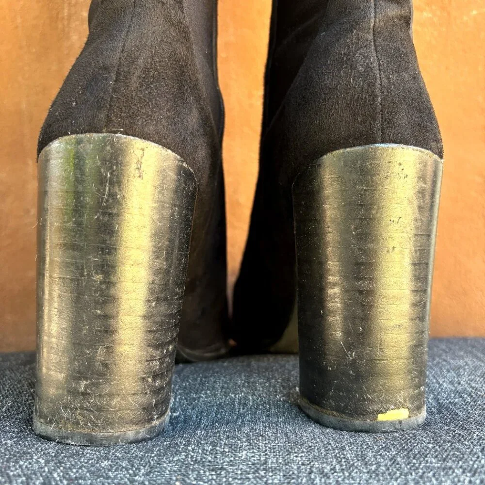 Stuart Weitzman Black Suede Hijack 50/50 Over the Knee Boot w/ Dust Bag